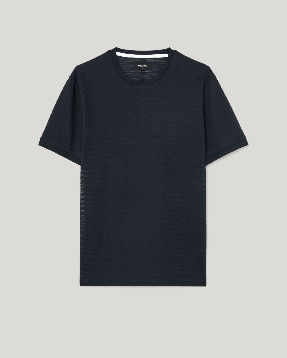 Stripe Jacquard Tee, Navy, hi-res